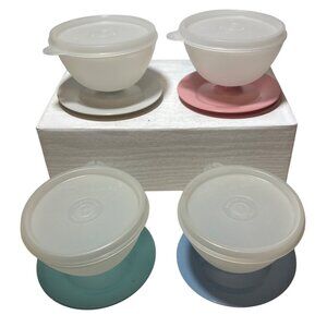 Tupperware Dessert Pudding Parfait Cups Lids & Pastel Base Set of 4